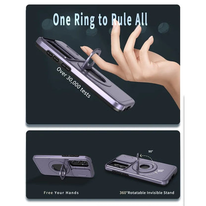 For Samsung Galaxy A13 4G / 5G Kickstand Case Slide Lens Lid TPU+PC Anti-Drop Phone Cover