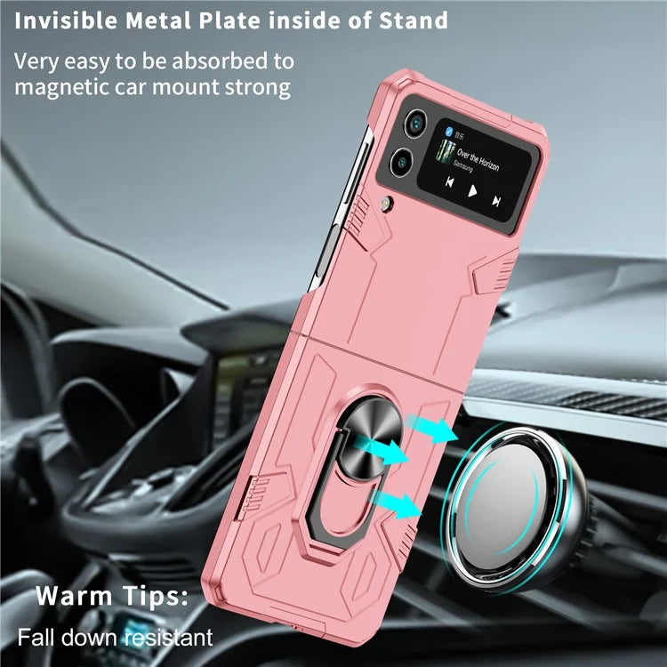 For Samsung Galaxy Z Flip4 5G Case Hard PC Ring Kickstand Phone Cover Support Magnetic Car Mount