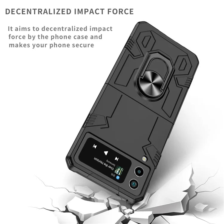 For Samsung Galaxy Z Flip4 5G Case Hard PC Ring Kickstand Phone Cover Support Magnetic Car Mount