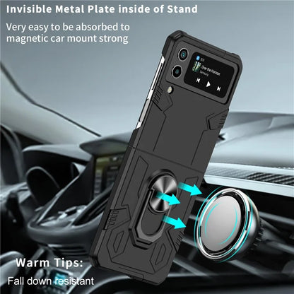 For Samsung Galaxy Z Flip4 5G Case Hard PC Ring Kickstand Phone Cover Support Magnetic Car Mount