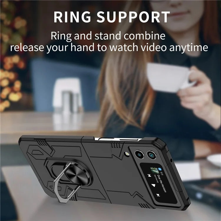 For Samsung Galaxy Z Flip4 5G Case Hard PC Ring Kickstand Phone Cover Support Magnetic Car Mount
