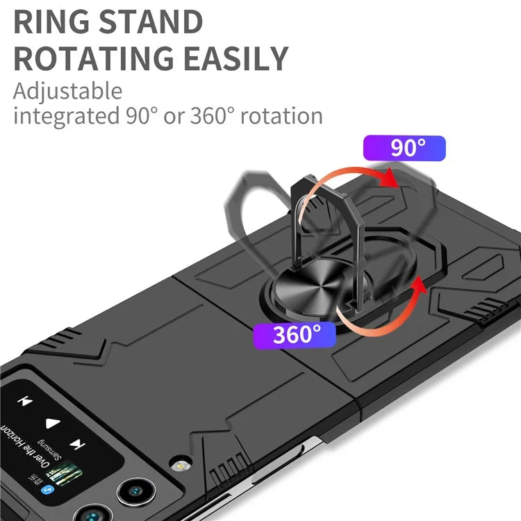 For Samsung Galaxy Z Flip4 5G Case Hard PC Ring Kickstand Phone Cover Support Magnetic Car Mount