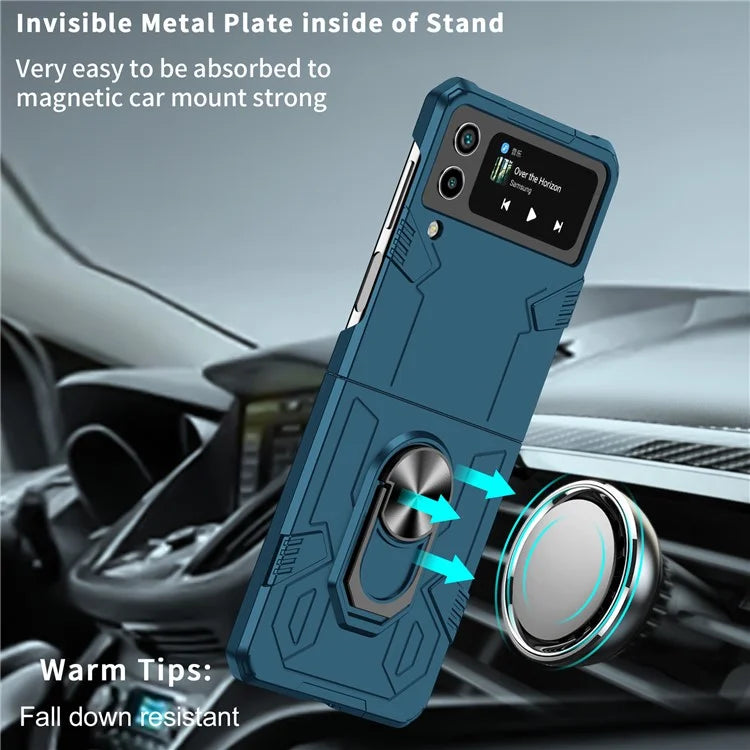 For Samsung Galaxy Z Flip4 5G Case Hard PC Ring Kickstand Phone Cover Support Magnetic Car Mount