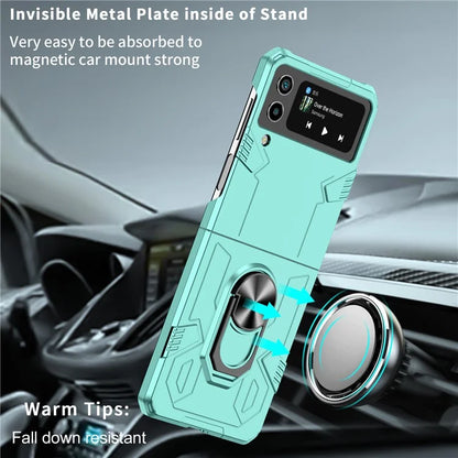 For Samsung Galaxy Z Flip4 5G Case Hard PC Ring Kickstand Phone Cover Support Magnetic Car Mount