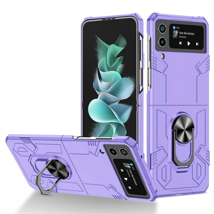 For Samsung Galaxy Z Flip4 5G Case Hard PC Ring Kickstand Phone Cover Support Magnetic Car Mount