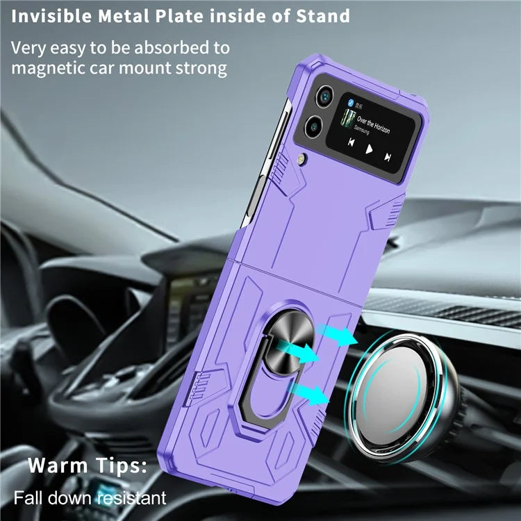 For Samsung Galaxy Z Flip4 5G Case Hard PC Ring Kickstand Phone Cover Support Magnetic Car Mount