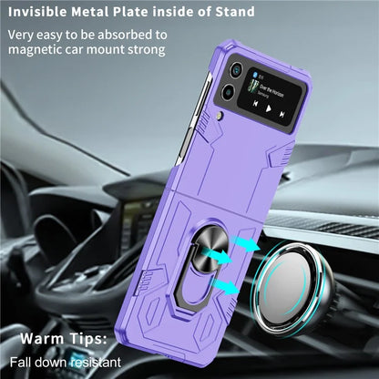 For Samsung Galaxy Z Flip4 5G Case Hard PC Ring Kickstand Phone Cover Support Magnetic Car Mount
