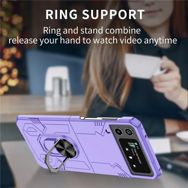For Samsung Galaxy Z Flip4 5G Case Hard PC Ring Kickstand Phone Cover Support Magnetic Car Mount