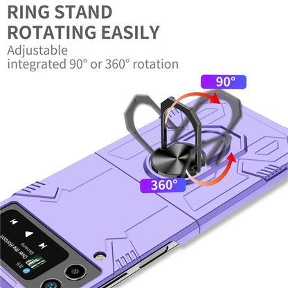 For Samsung Galaxy Z Flip4 5G Case Hard PC Ring Kickstand Phone Cover Support Magnetic Car Mount