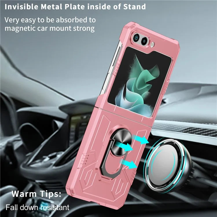 For Samsung Galaxy Z Flip5 5G Case Shockproof Hard PC Phone Cover with Metal Kickstand