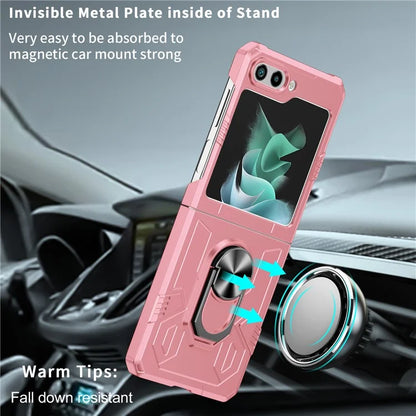 For Samsung Galaxy Z Flip5 5G Case Shockproof Hard PC Phone Cover with Metal Kickstand