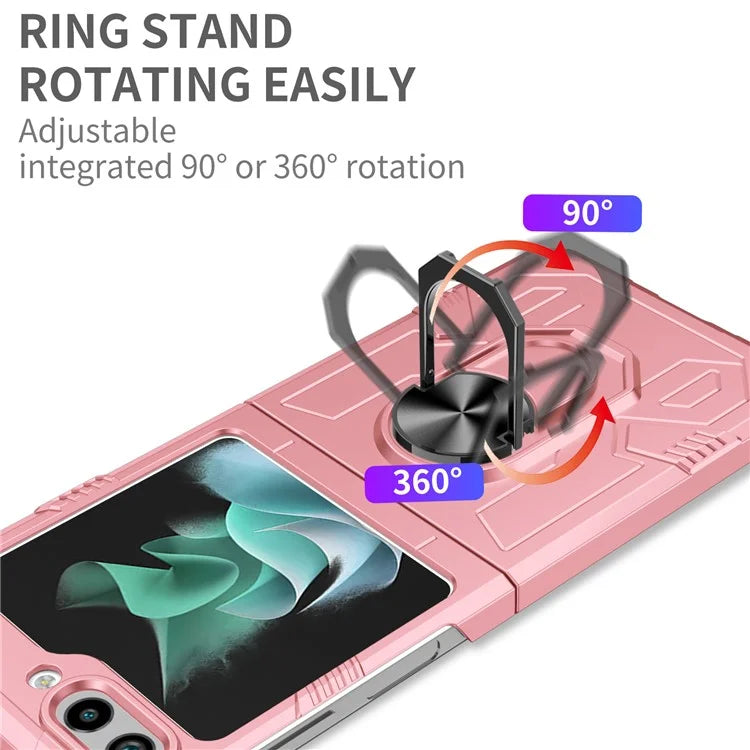 For Samsung Galaxy Z Flip5 5G Case Shockproof Hard PC Phone Cover with Metal Kickstand
