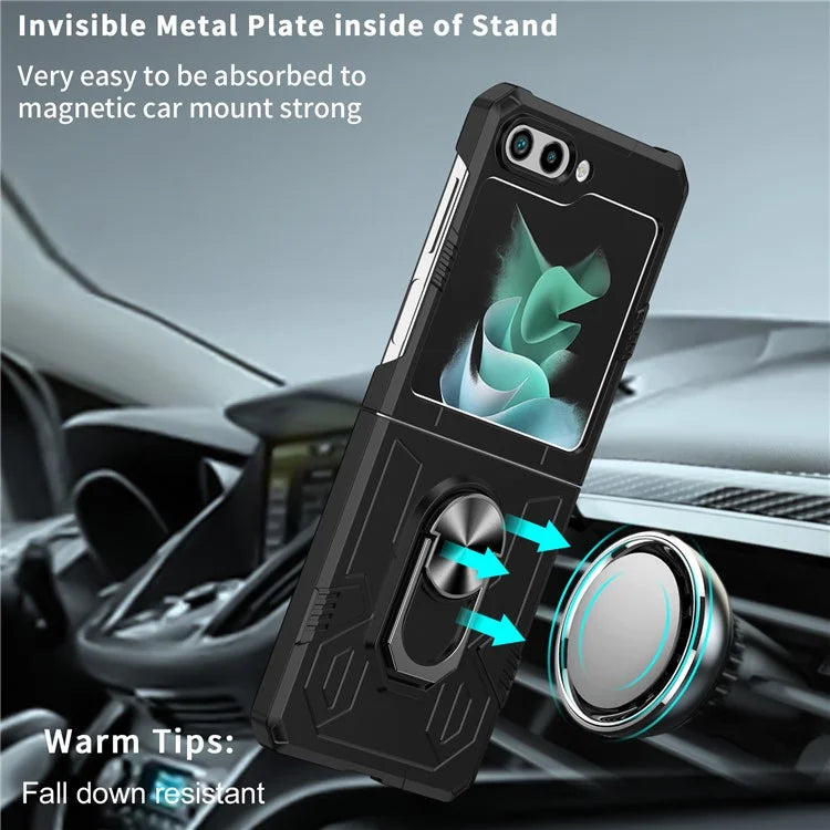 For Samsung Galaxy Z Flip5 5G Case Shockproof Hard PC Phone Cover with Metal Kickstand