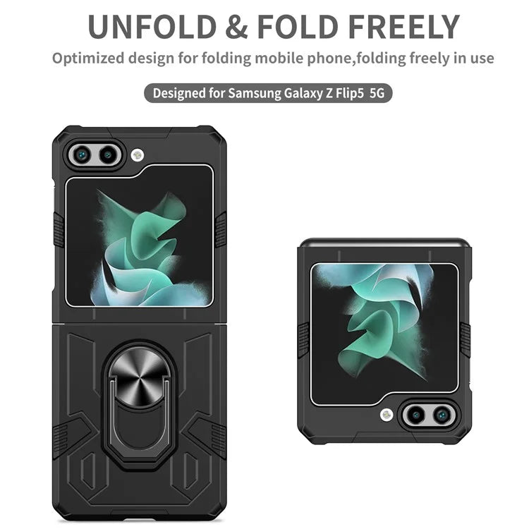 For Samsung Galaxy Z Flip5 5G Case Shockproof Hard PC Phone Cover with Metal Kickstand