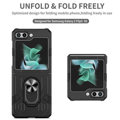 For Samsung Galaxy Z Flip5 5G Case Shockproof Hard PC Phone Cover with Metal Kickstand