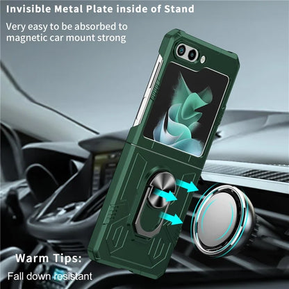 For Samsung Galaxy Z Flip5 5G Case Shockproof Hard PC Phone Cover with Metal Kickstand