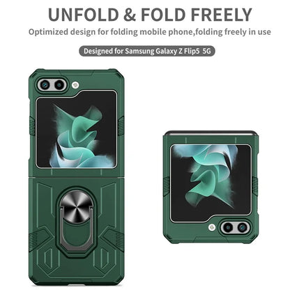 For Samsung Galaxy Z Flip5 5G Case Shockproof Hard PC Phone Cover with Metal Kickstand