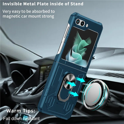 For Samsung Galaxy Z Flip5 5G Case Shockproof Hard PC Phone Cover with Metal Kickstand