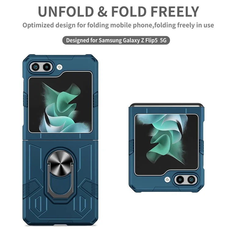 For Samsung Galaxy Z Flip5 5G Case Shockproof Hard PC Phone Cover with Metal Kickstand