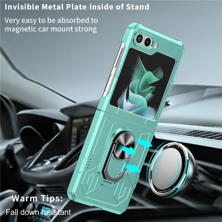 For Samsung Galaxy Z Flip5 5G Case Shockproof Hard PC Phone Cover with Metal Kickstand