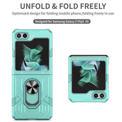 For Samsung Galaxy Z Flip5 5G Case Shockproof Hard PC Phone Cover with Metal Kickstand