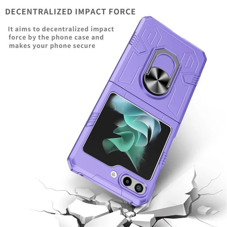 For Samsung Galaxy Z Flip5 5G Case Shockproof Hard PC Phone Cover with Metal Kickstand