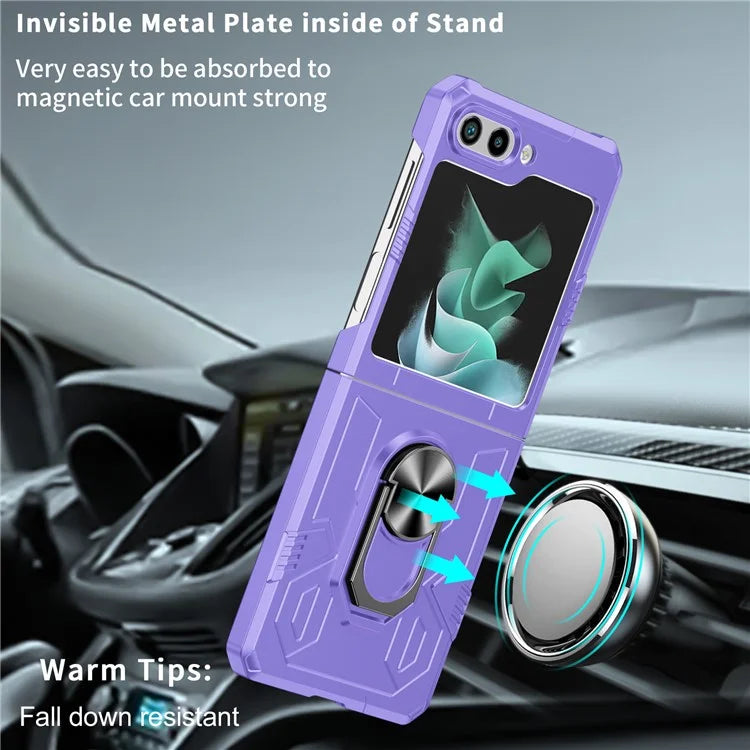 For Samsung Galaxy Z Flip5 5G Case Shockproof Hard PC Phone Cover with Metal Kickstand