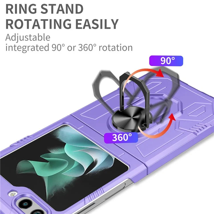 For Samsung Galaxy Z Flip5 5G Case Shockproof Hard PC Phone Cover with Metal Kickstand