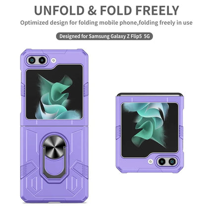 For Samsung Galaxy Z Flip5 5G Case Shockproof Hard PC Phone Cover with Metal Kickstand