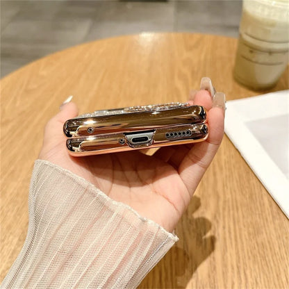 For Huawei Pocket 2 Phone Cover Glitter Design Hard PC Case with Ring Kickstand