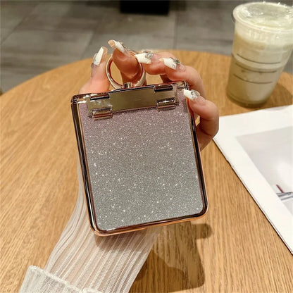 For Huawei Pocket 2 Phone Cover Glitter Design Hard PC Case with Ring Kickstand