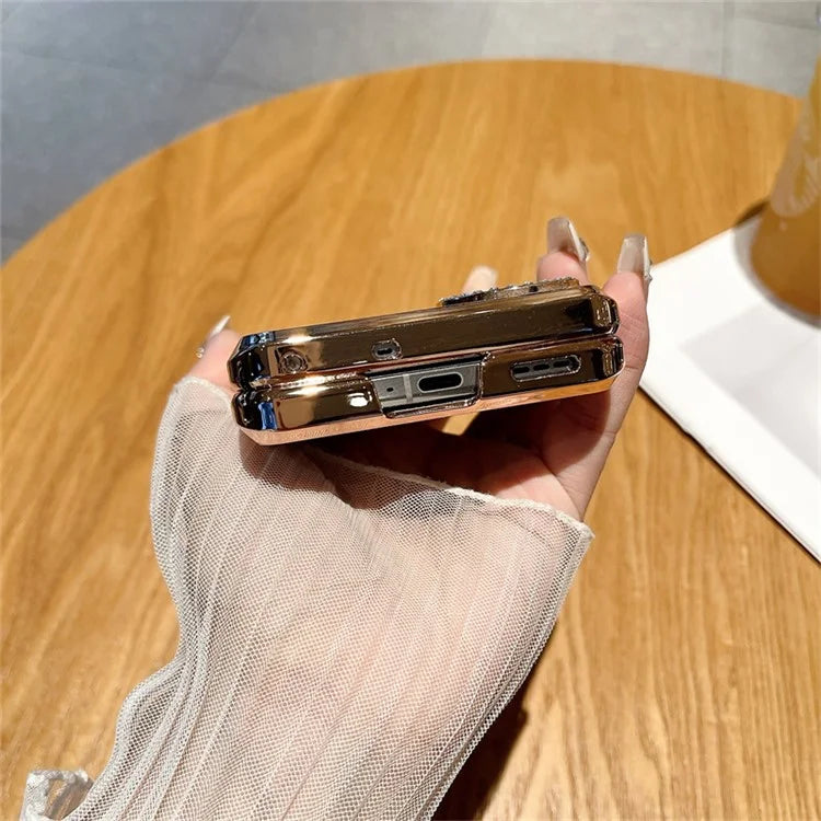 For Oppo Find N3 Flip 5G Case Glitter Design Hard PC Phone Cover with Ring Kickstand