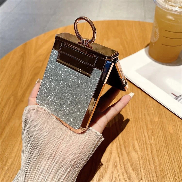 For Oppo Find N3 Flip 5G Case Glitter Design Hard PC Phone Cover with Ring Kickstand