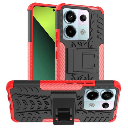 For Xiaomi Redmi Note 13 Pro 5G / Poco X6 5G Case PC+TPU Tyre Pattern Phone Cover with Kickstand