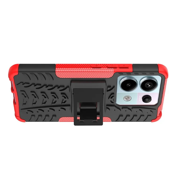 For Xiaomi Redmi Note 13 Pro 5G / Poco X6 5G Case PC+TPU Tyre Pattern Phone Cover with Kickstand