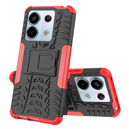 For Xiaomi Redmi Note 13 Pro 5G / Poco X6 5G Case PC+TPU Tyre Pattern Phone Cover with Kickstand