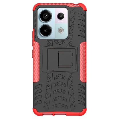 For Xiaomi Redmi Note 13 Pro 5G / Poco X6 5G Case PC+TPU Tyre Pattern Phone Cover with Kickstand