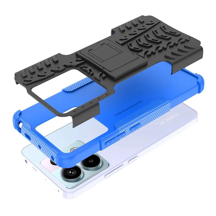 For Xiaomi Redmi Note 13 Pro 5G / Poco X6 5G Case PC+TPU Tyre Pattern Phone Cover with Kickstand