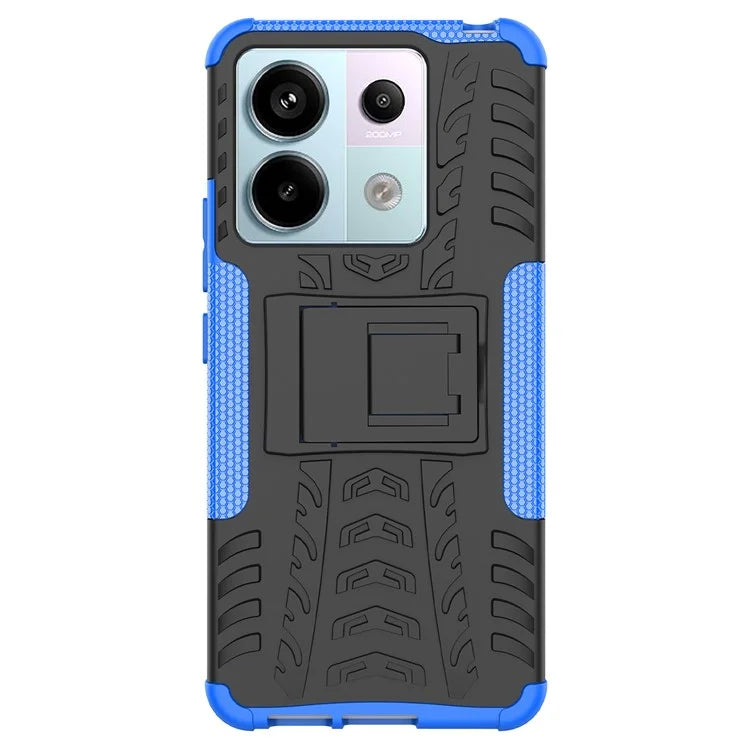 For Xiaomi Redmi Note 13 Pro 5G / Poco X6 5G Case PC+TPU Tyre Pattern Phone Cover with Kickstand