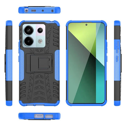 For Xiaomi Redmi Note 13 Pro 5G / Poco X6 5G Case PC+TPU Tyre Pattern Phone Cover with Kickstand