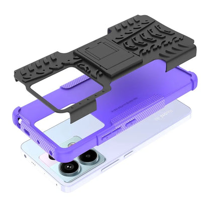 For Xiaomi Redmi Note 13 Pro 5G / Poco X6 5G Case PC+TPU Tyre Pattern Phone Cover with Kickstand