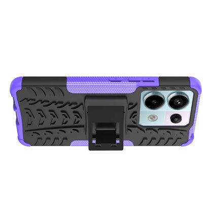 For Xiaomi Redmi Note 13 Pro 5G / Poco X6 5G Case PC+TPU Tyre Pattern Phone Cover with Kickstand