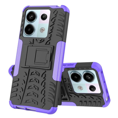 For Xiaomi Redmi Note 13 Pro 5G / Poco X6 5G Case PC+TPU Tyre Pattern Phone Cover with Kickstand