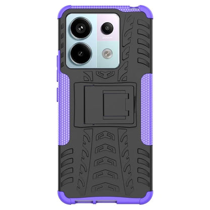 For Xiaomi Redmi Note 13 Pro 5G / Poco X6 5G Case PC+TPU Tyre Pattern Phone Cover with Kickstand
