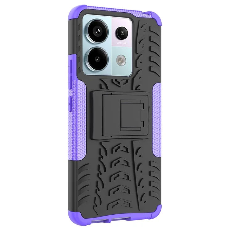 For Xiaomi Redmi Note 13 Pro 5G / Poco X6 5G Case PC+TPU Tyre Pattern Phone Cover with Kickstand
