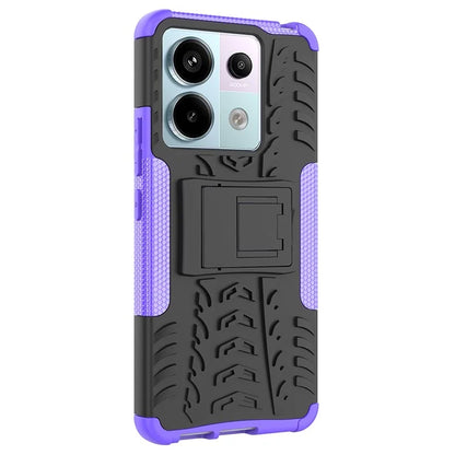 For Xiaomi Redmi Note 13 Pro 5G / Poco X6 5G Case PC+TPU Tyre Pattern Phone Cover with Kickstand