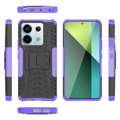 For Xiaomi Redmi Note 13 Pro 5G / Poco X6 5G Case PC+TPU Tyre Pattern Phone Cover with Kickstand