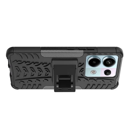 For Xiaomi Redmi Note 13 Pro 5G / Poco X6 5G Case PC+TPU Tyre Pattern Phone Cover with Kickstand