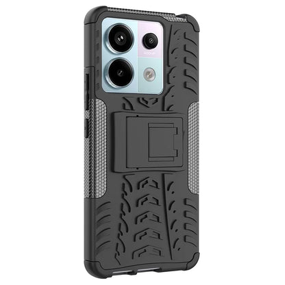 For Xiaomi Redmi Note 13 Pro 5G / Poco X6 5G Case PC+TPU Tyre Pattern Phone Cover with Kickstand