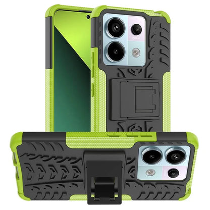For Xiaomi Redmi Note 13 Pro 5G / Poco X6 5G Case PC+TPU Tyre Pattern Phone Cover with Kickstand